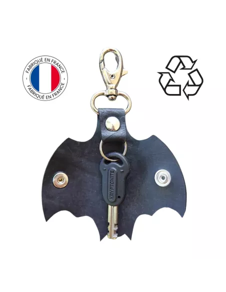 Porte-clé Chauve-souris en chambre à air recyclée - Fait en France