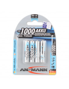Lot de 4 batteries (accumulateurs) rechargeables AAA LR03 ANSMANN 1000 MaH