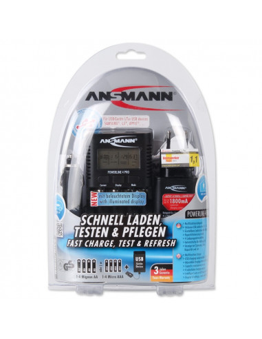 Compact field charger Ansmann Powerline 4 Pro LCD screen - For AA, AAA