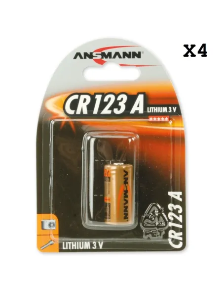 Set of 4 lithium batteries Ansmann CR-123 - 3V