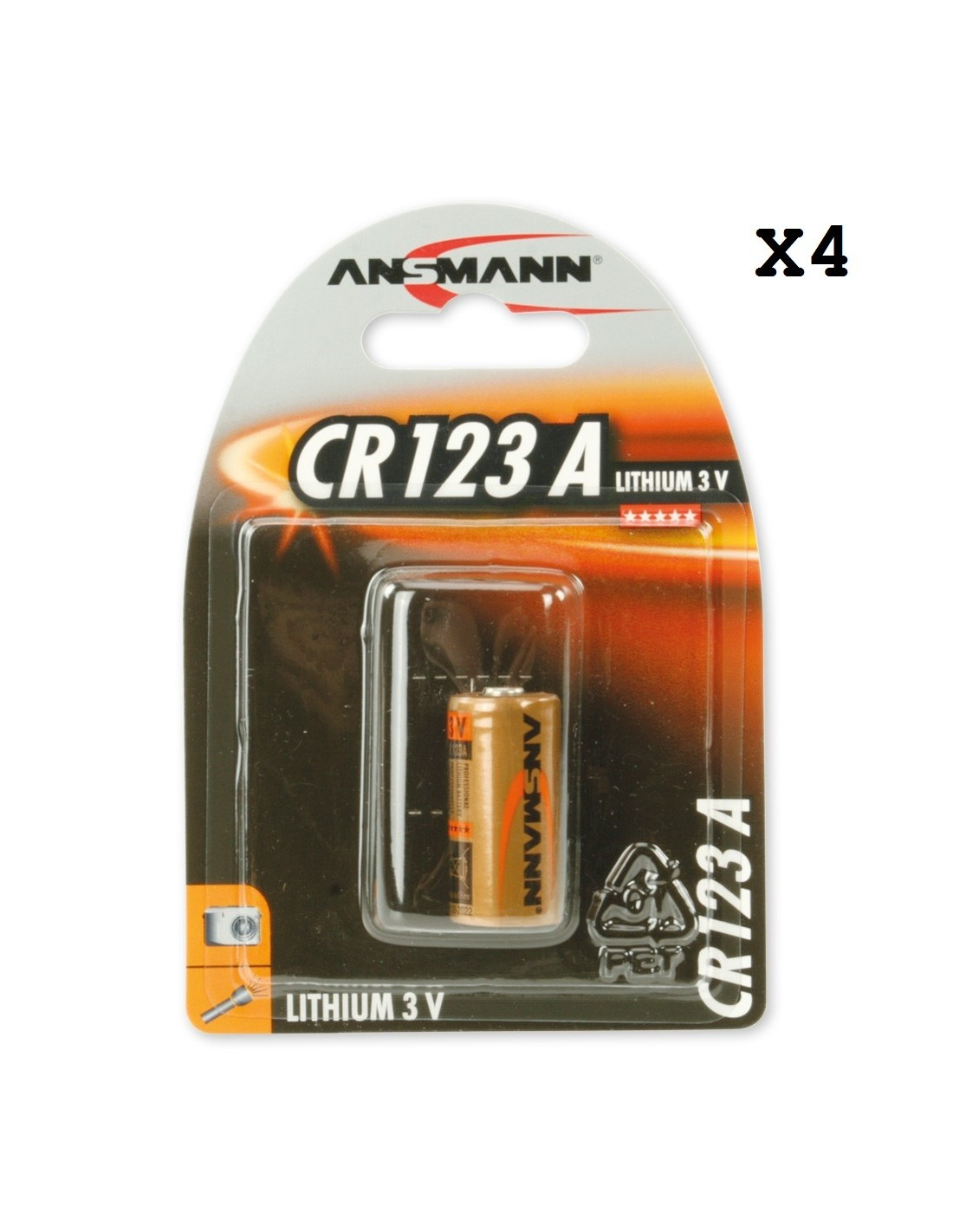 Ansmann Batterie au lithium CR123A avec connexion micro-USB pour