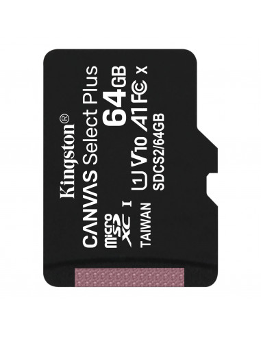 Carte mémoire micro SD Kingston 64 GB classe 10 sans adaptateur - Taux de  transfert jusqu'à
