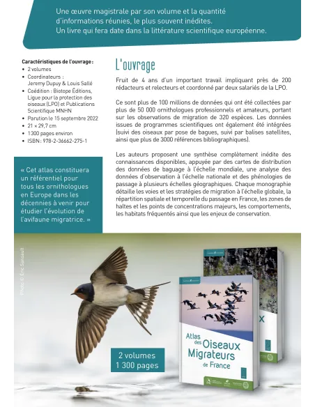 Atlas des oiseaux migrateurs de France (2 volumes)