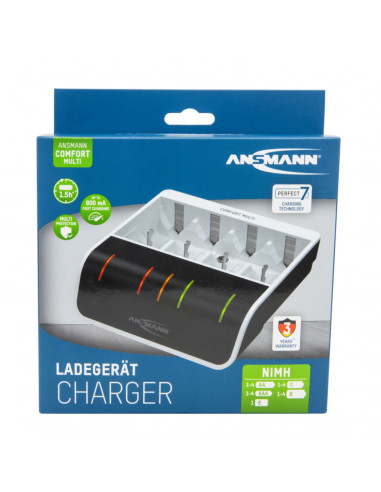 Chargeur universel Ansmann Comfort Multi - Batteries AA,AAA,D,C,E