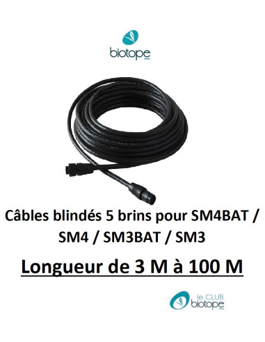 Câbles pour microphone SM4BAT / SM4 / SM3BAT / SM3 Wildlife Acoustics - Longueur de 3 mètres à 100 mètres