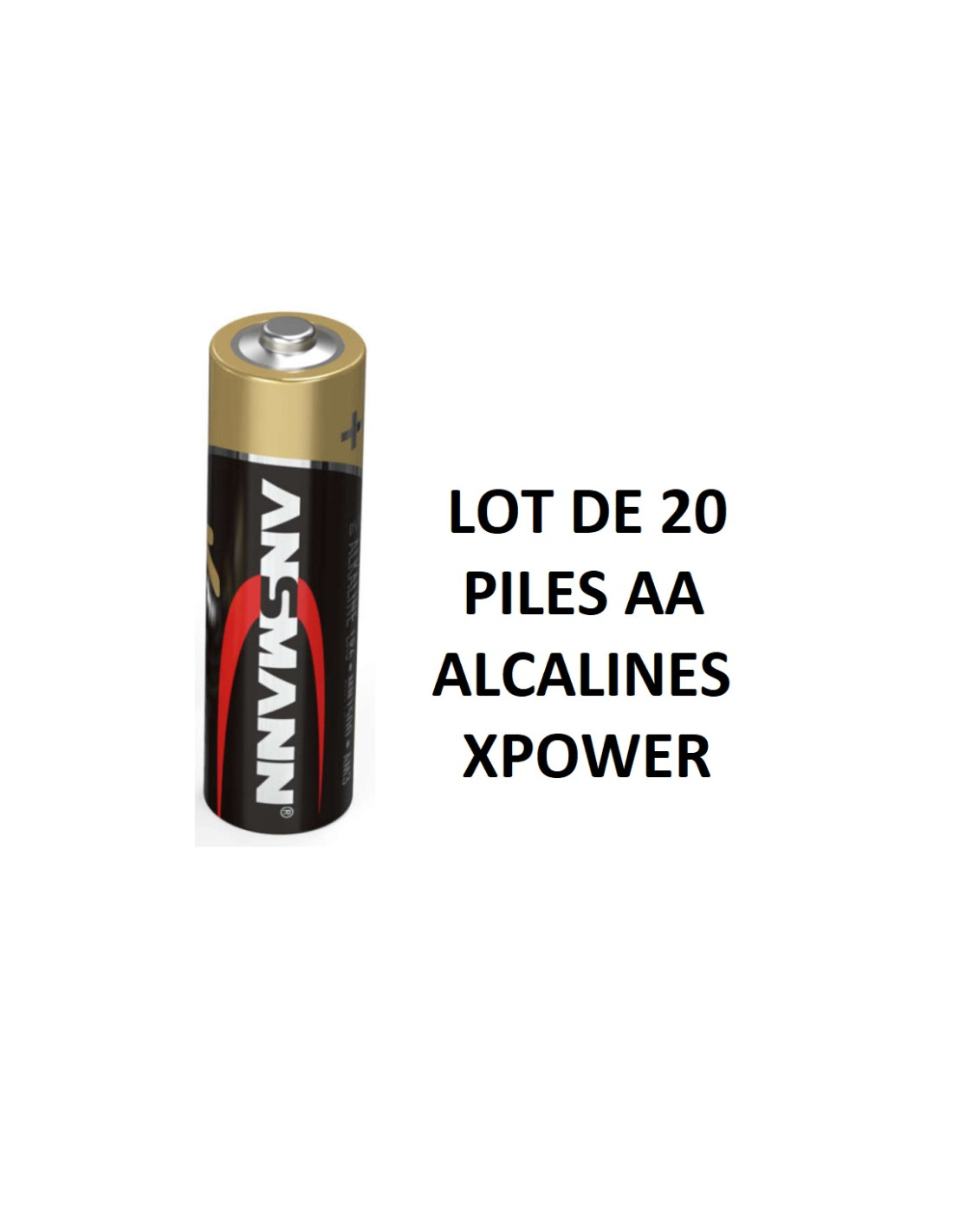Lot de 20 piles alcalines non rechargeables AA LR06 Ansmann X-Power