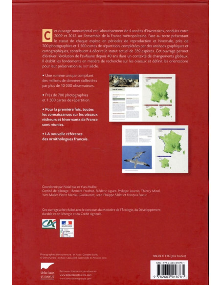 Atlas des oiseaux de France métropolitaine - Nidification et présence hivernale