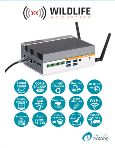 Enregistreur d'ultrasons SMART System Wildlife Acoustics - Livré avec un micro SMART et un câble Ethernet de 5M