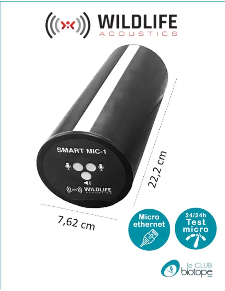 Enregistreur d'ultrasons SMART System Wildlife Acoustics - Livré avec un micro SMART et un câble Ethernet de 5M