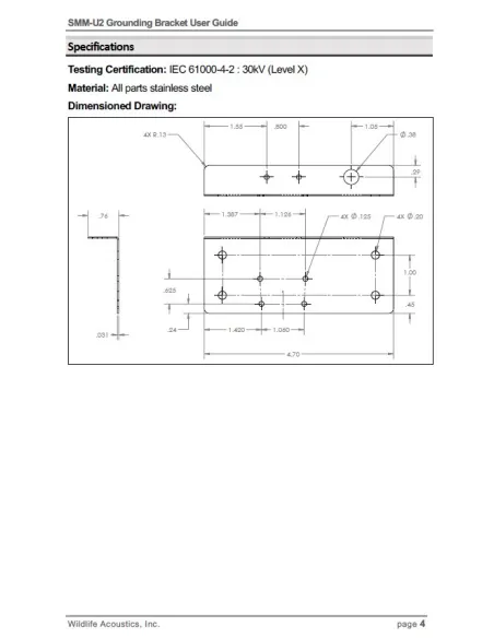 Support de mise à la terre pour microphones SMM-U2 Wildlife Acoustics