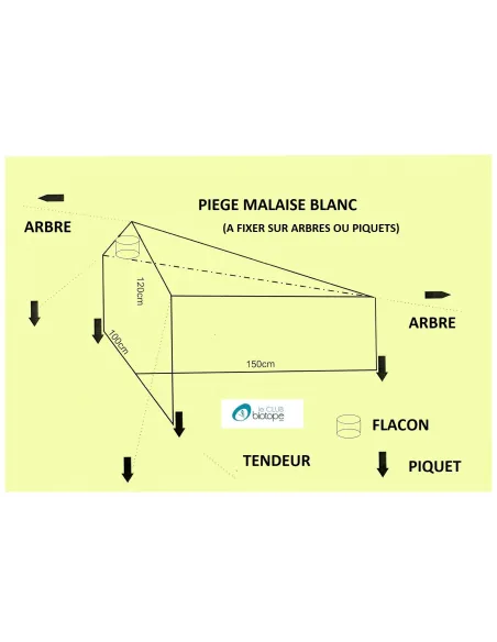 Piège Malaise entomologiste blanc ou noir/blanc H120 X L100 X L150 CM - Avec flacon de récolte de 1 litre