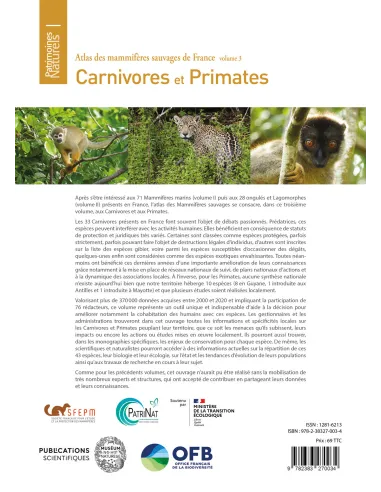 Atlas des mammifères sauvages de France Volume 3 - Carnivores et primates