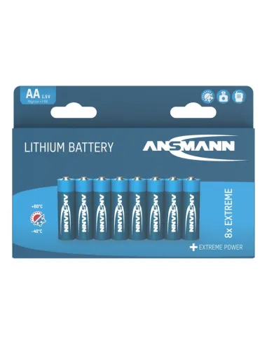 Lot de 8 piles lithium non rechargeables AA LR06 3000 mAh Ansmann