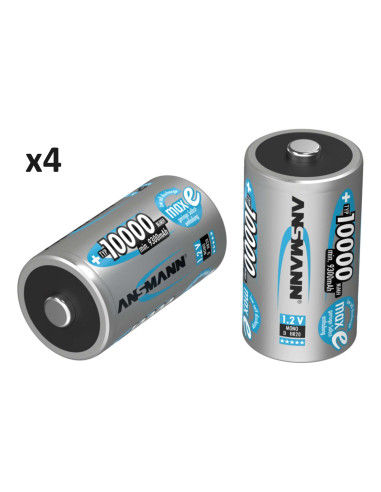 Lot de 4 accumulateurs / batterie LR20 (D) rechargeables Ansmann 10000 mAH NiMH