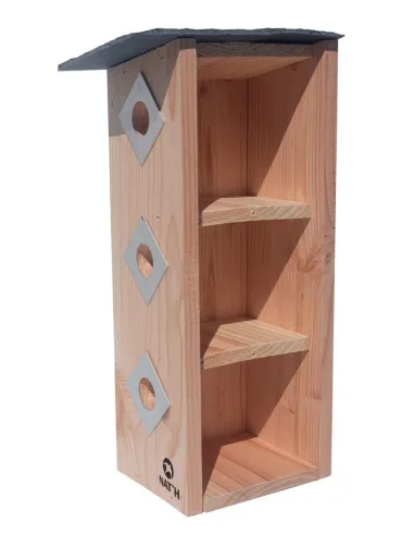 Nichoir vertical en bois trois loges pour moineau domestique