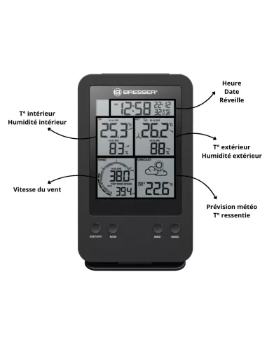 Station météorologique Bresser avec anémomètre - 3 en 1