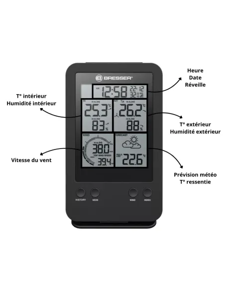 Station météorologique Bresser avec anémomètre - 3 en 1