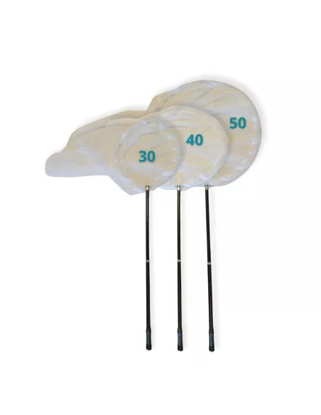 Filet à papillons Pro télescopique en 2 sections et pliable stratifié 43-80 cm | Arceau de 30, 40 ou 50cm Blanc