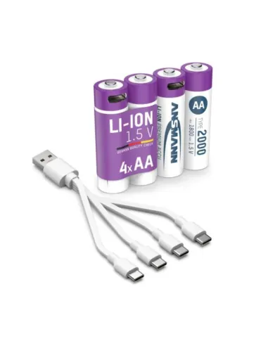 Pack de 4 baterías recargables Li-Ion AA 2000 mAh Ansmann