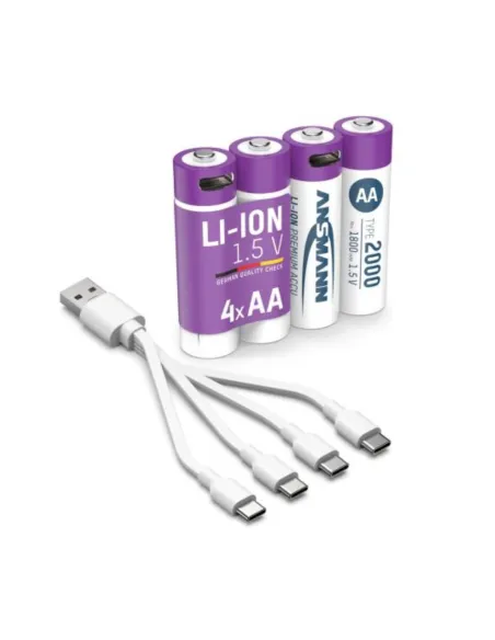 Pack of 4 rechargeable Li-Ion AA 2000 mAh batteries Ansmann