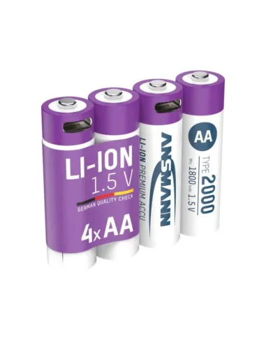 Pack of 4 rechargeable Li-Ion AA 2000 mAh batteries Ansmann
