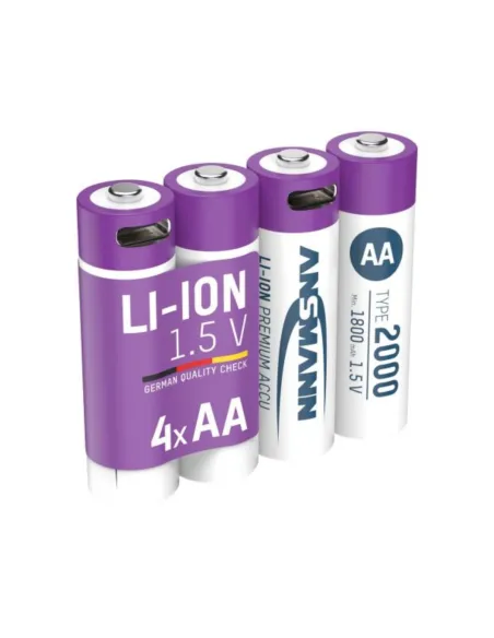 Pack de 4 baterías recargables Li-Ion AA 2000 mAh Ansmann