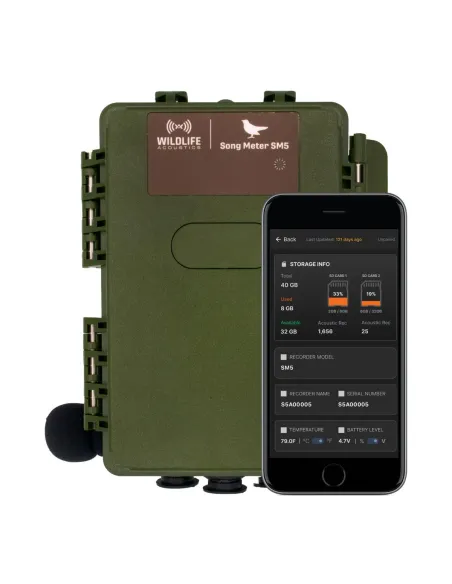 Enregistreur passif audible SM5 Wildlife Acoustics avec 3 micros intégrés