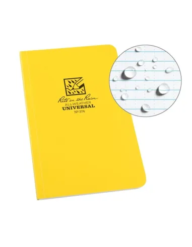 CARNET ETANCHE - RELIE - 128 PAGES - JAUNE - 115x185 MM - N°374