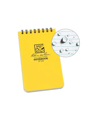Petit carnet étanche Rite in the Rain - SPIRALE - 100 PAGES - JAUNE - 76x127 MM - N°135