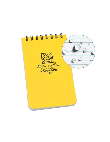Petit carnet étanche Rite in the Rain - SPIRALE - 100 PAGES - JAUNE - 76x127 MM - N°135